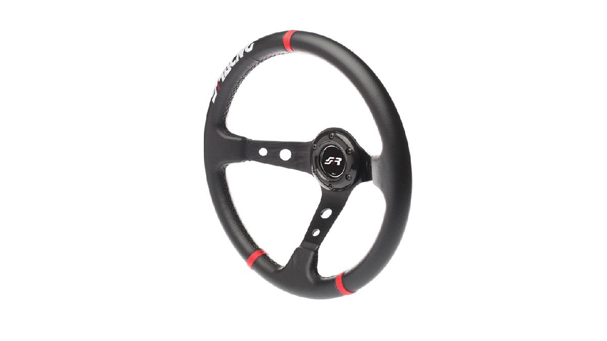 S-RACING+Volant+tulip%C3%A9+Gravel+diam.+350mm+en+cuir+%C3%A9co+noir%2Frouge